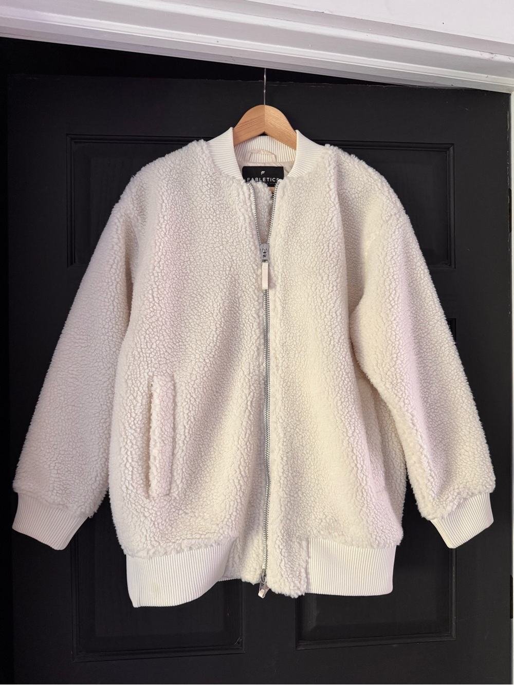 Fabletics Cream Sherpa Bomber Jacket